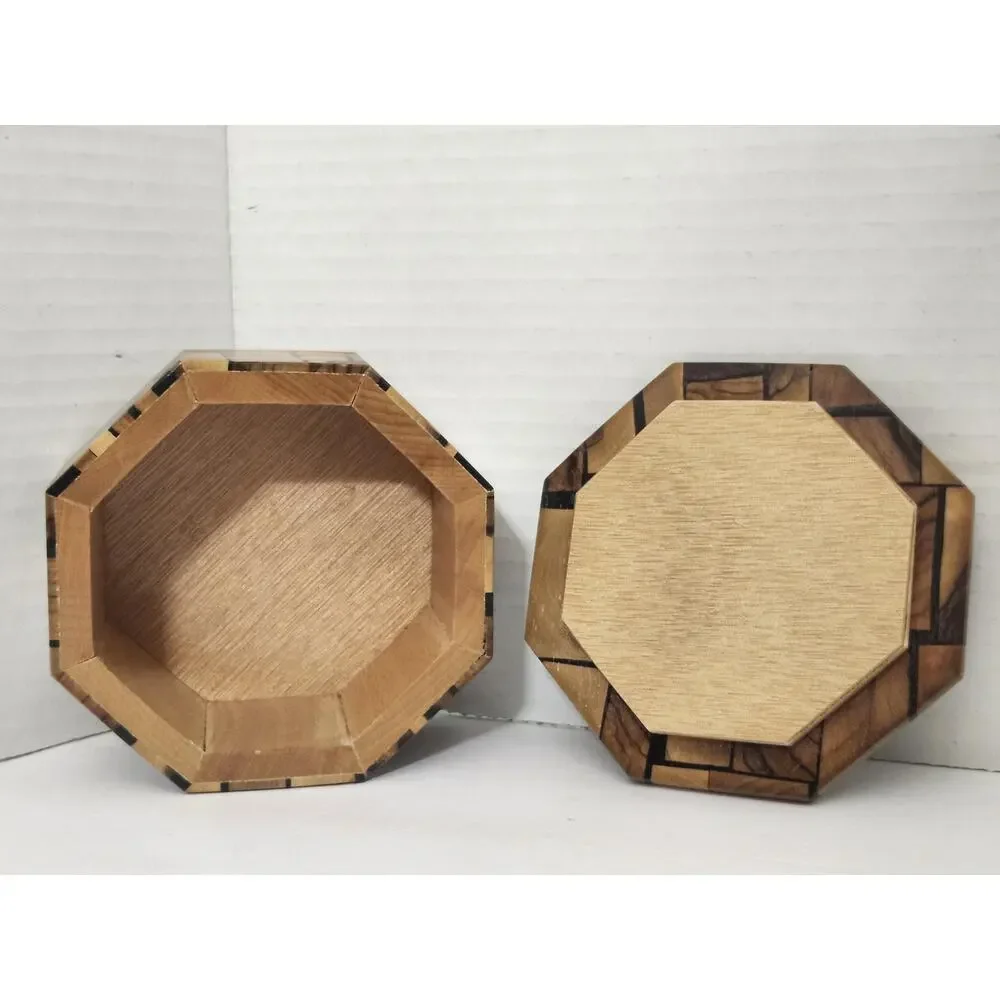 Vintage Richard Gross MCM Marquetry Octagon Wood Trinket Jewelry Box